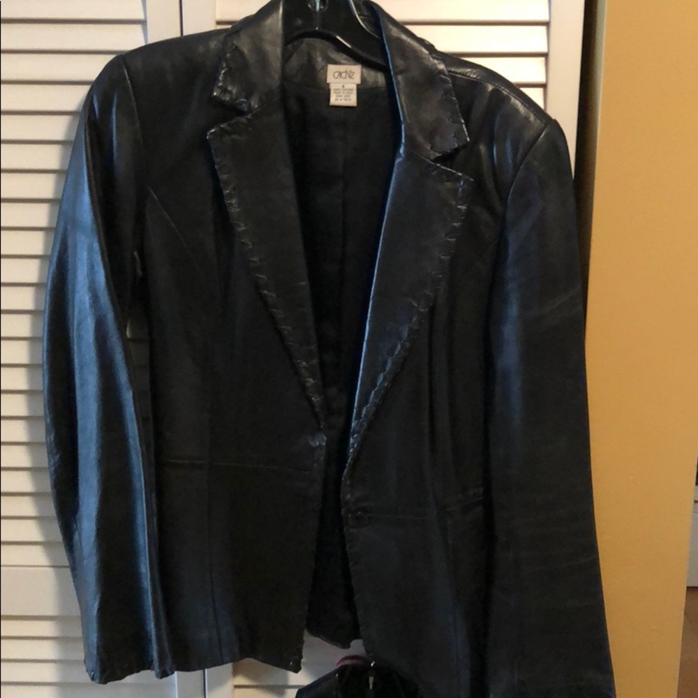 Black leather coat